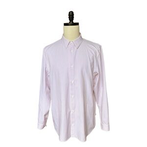 Lululemon New Venture Long Sleeve Button Down Shirt Pink White Micro Stripe | XL